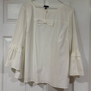 Talbots Cream Blouse with Bow and Bell Sleeves
